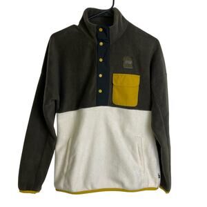 Picture Organic Arcca Snap Fleece Womens Small Brown Yellow Pocket Outdoors Ski